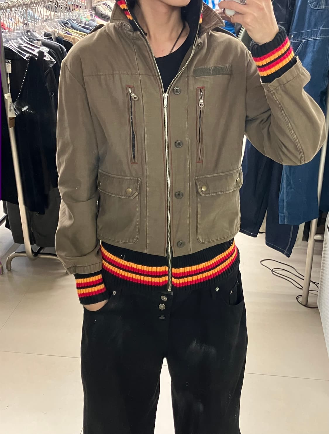 Corisco 카키 밀리터리 봄버 자켓 L 상품이미지7