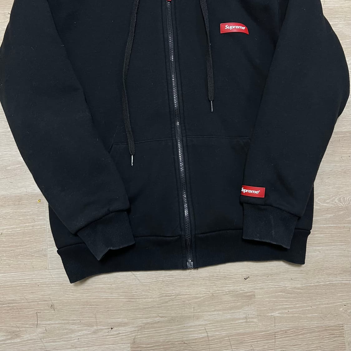 슈프림 25주년 박스로고 이너플리스 안감 후드집업 [블랙] XL/105 상품이미지3