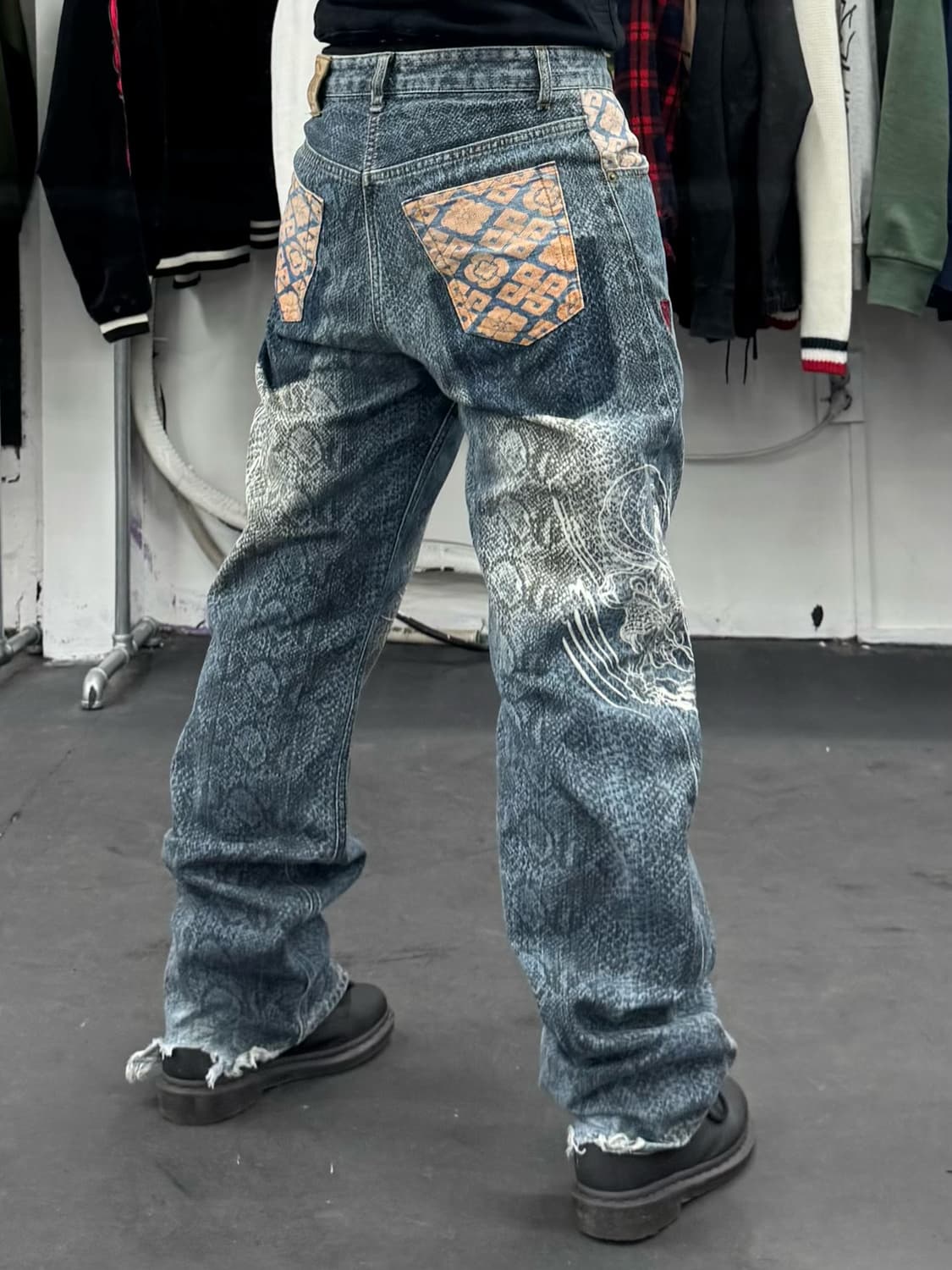 카라쿠리 타마시 오리엔탈 뱀피 데님팬츠 상품이미지5