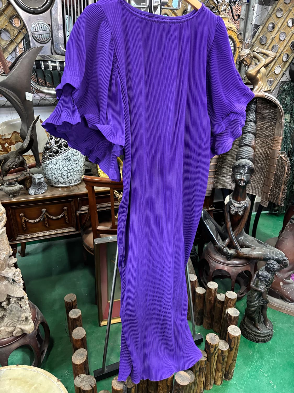 플리츠(주름)퍼플 롱 원피스 상품이미지3