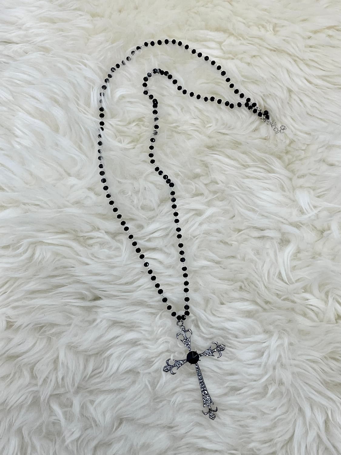 블랙 십자가 큐빅 드롭 네크리스 상품이미지3