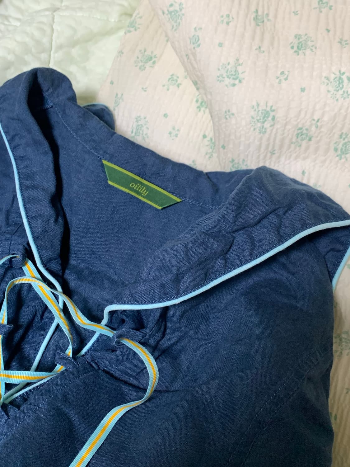 오일릴리 미디 원피스 티티카카 빈티지 하구미 블라우스 세라복 세일러 카라 상품이미지3