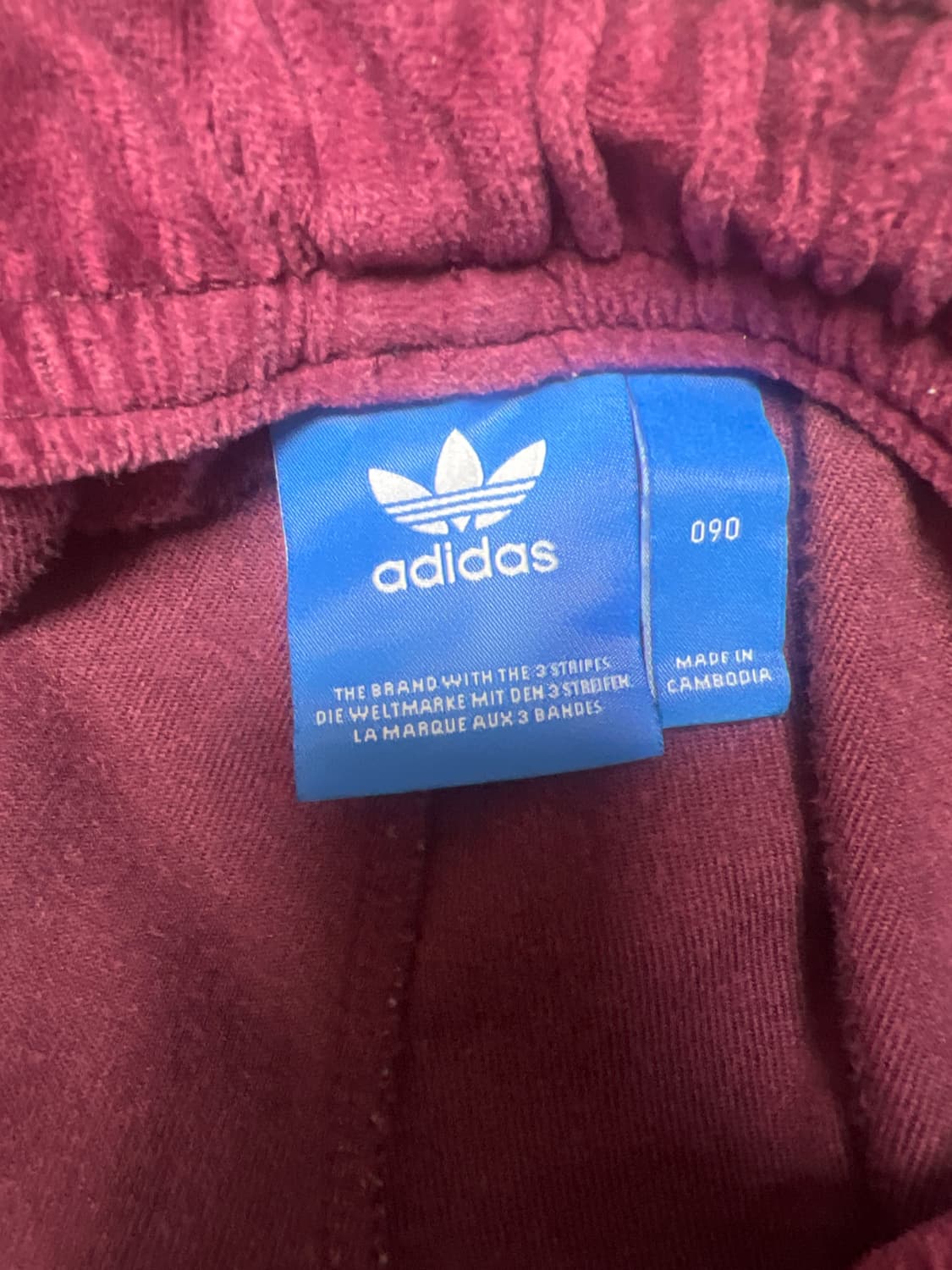 아디다스 벨루어 벨벳 트레이닝 팬츠 버건디 상품이미지3