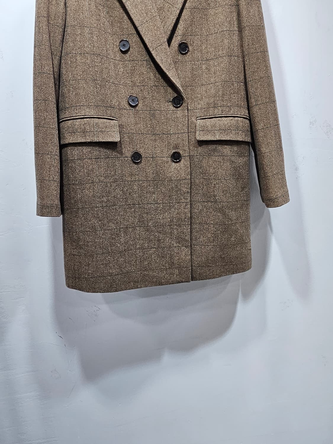 알토(alto) 베이지/브라운 체크 더블 울코트 90 상품이미지5