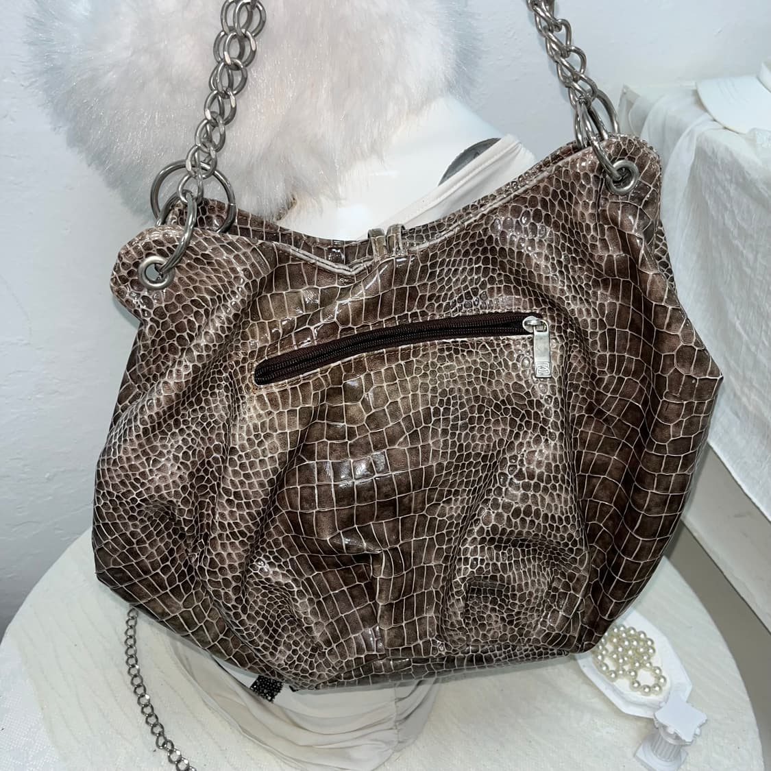 빈티지 브라운 글로시 파에톤 백 상품이미지5