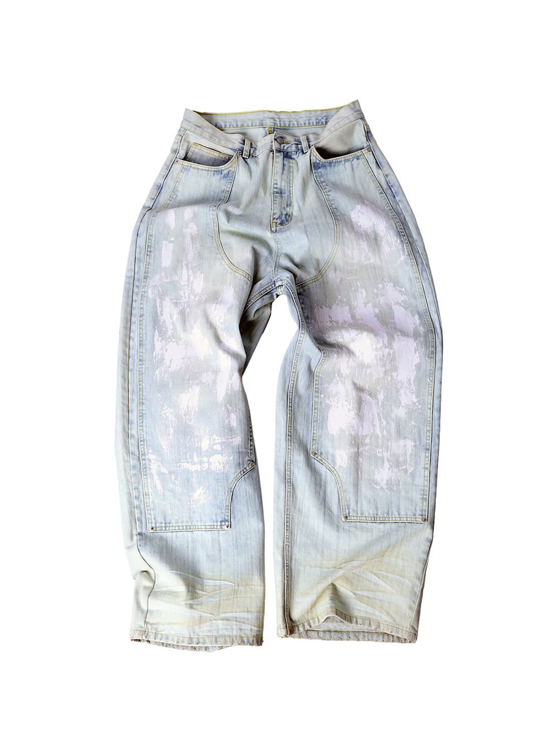 Washed Ice Blue Graffiti Baggy Denim Pan 상품이미지3