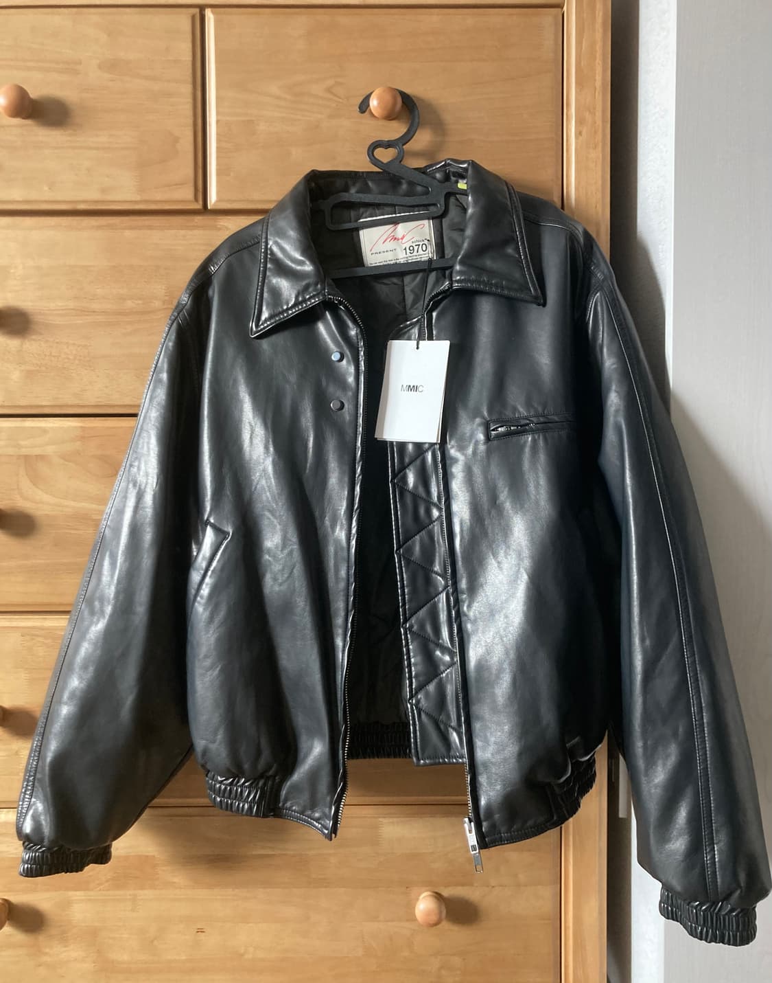 엠엠아이씨 인서트 레더 봄버 블랙 상품이미지4