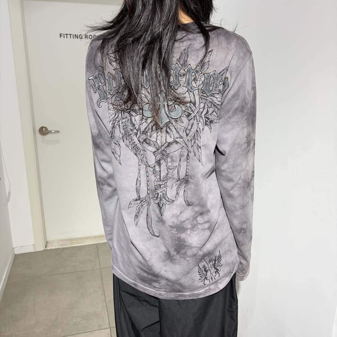 버커루 y2k 프린팅 그레이 긴팔 티셔츠 상품이미지3