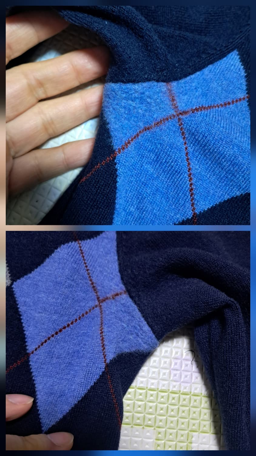 빈폴 아가일 V넥 모 100% 니트 100~105 상품이미지10