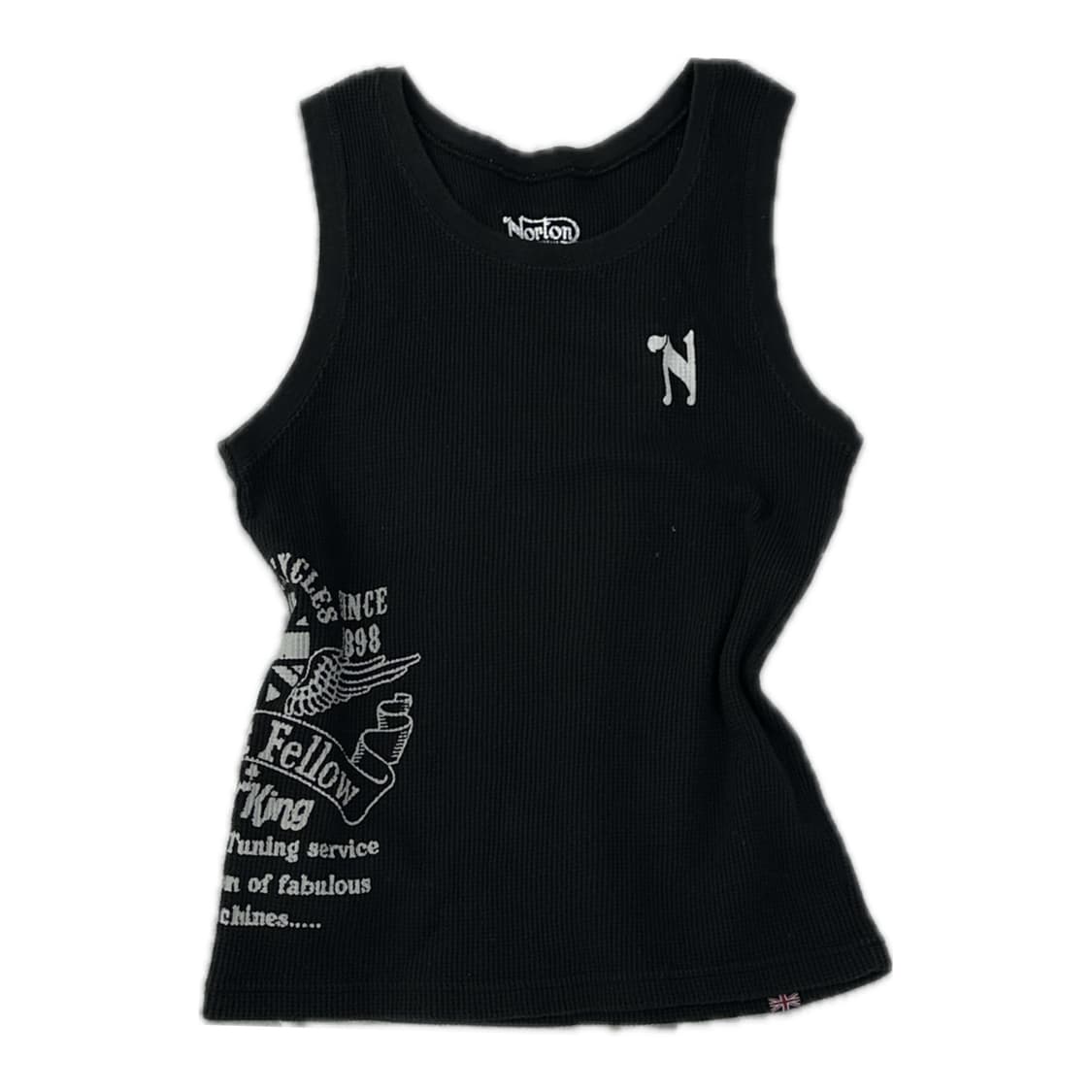 🎸나나깔 프린팅 와플 슬리브리스🎸락 펑크 이너 레터링 블랙 데빌  상품이미지2