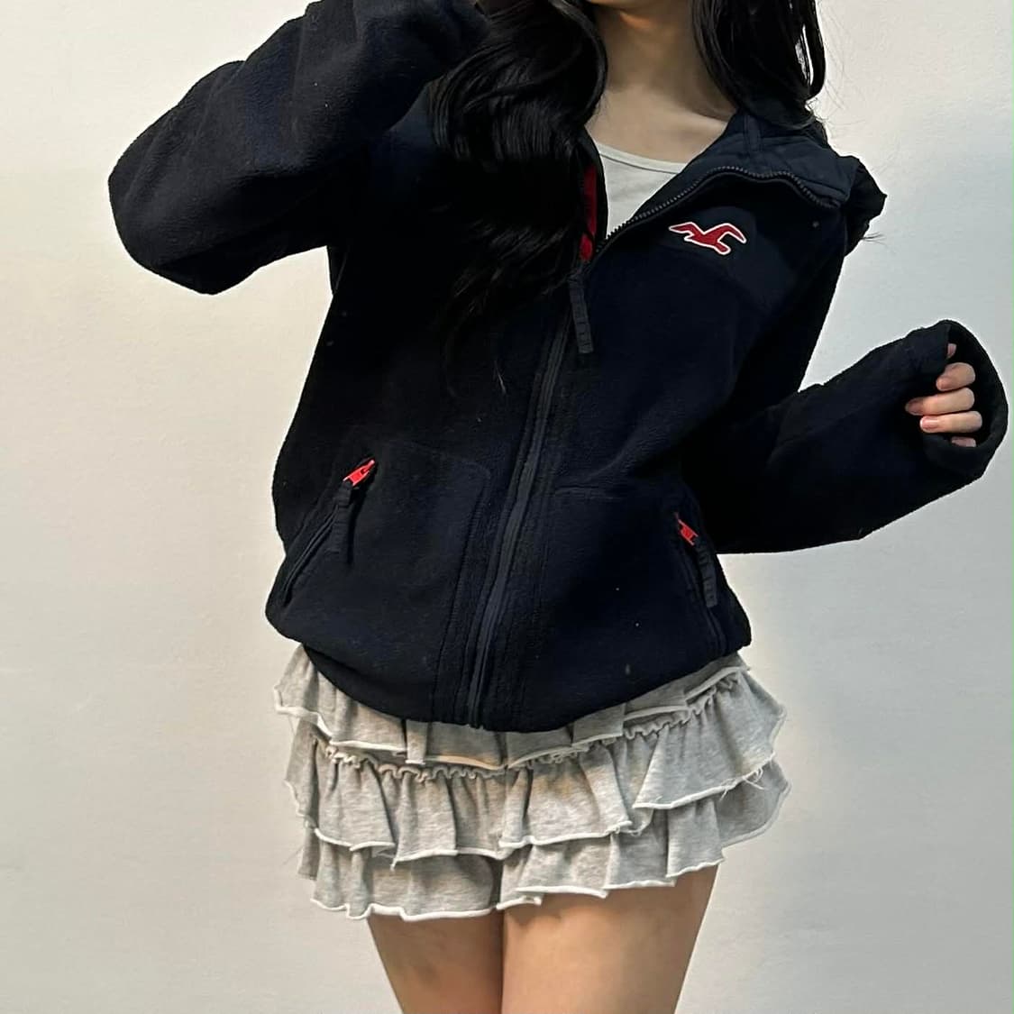 홀리스터 y2k 플리스 자켓 후리스 후드집업(M) 상품이미지1