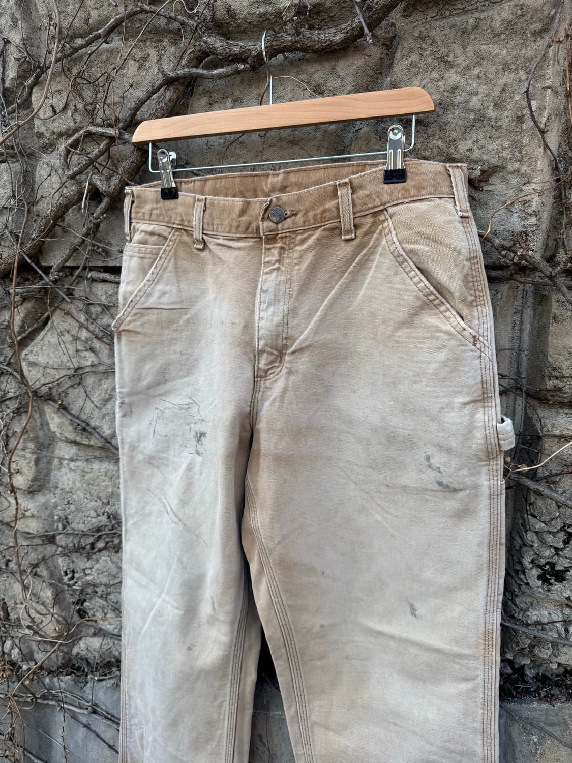 칼하트 빈티지 b11 brn 하드 페이딩 카펜터 싱글니 워크 팬츠 상품이미지3