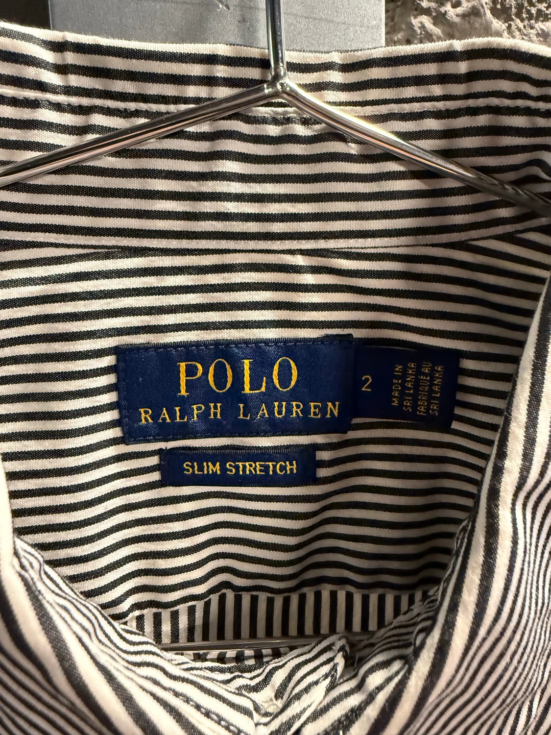 폴로 랄프로렌 POLO  슬림 스트레치 스트라이프 셔츠 블랙 2 상품이미지5