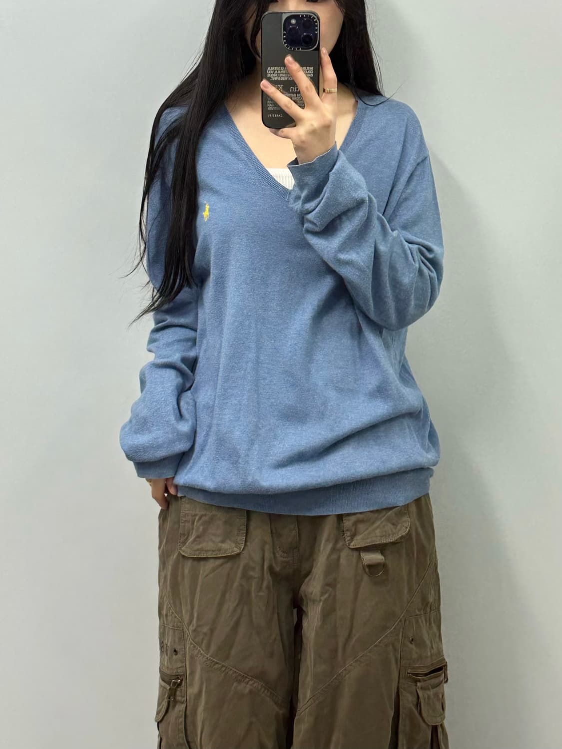 폴로 랄프로렌 피마코튼 스카이블루 브이넥 니트 상품이미지1