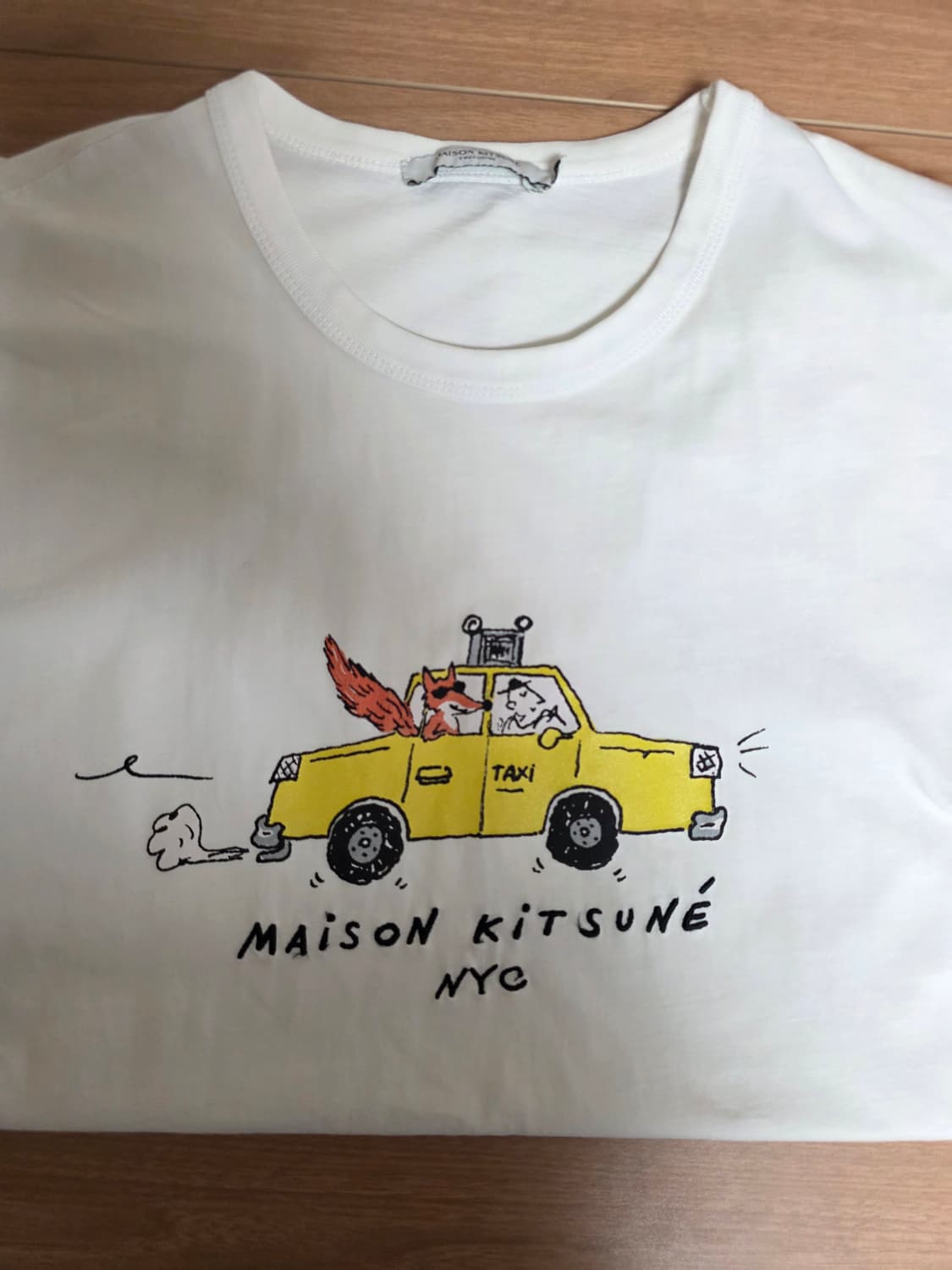 메종키츠네 올리 택시 폭스 프린팅 반팔 티셔츠 화이트 상품이미지1