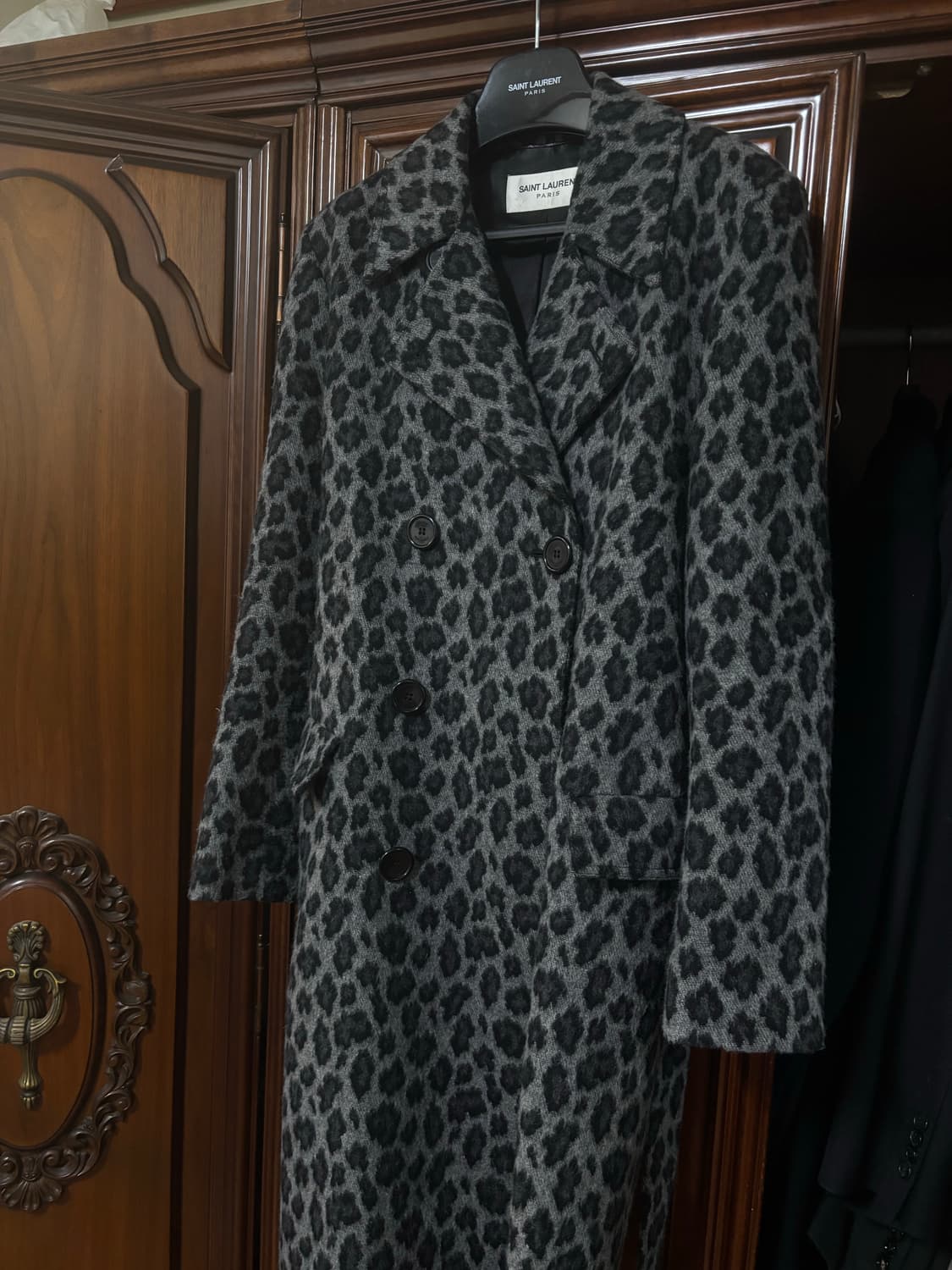 생로랑 /레오퍼드 모헤어 코트 /50 상품이미지3