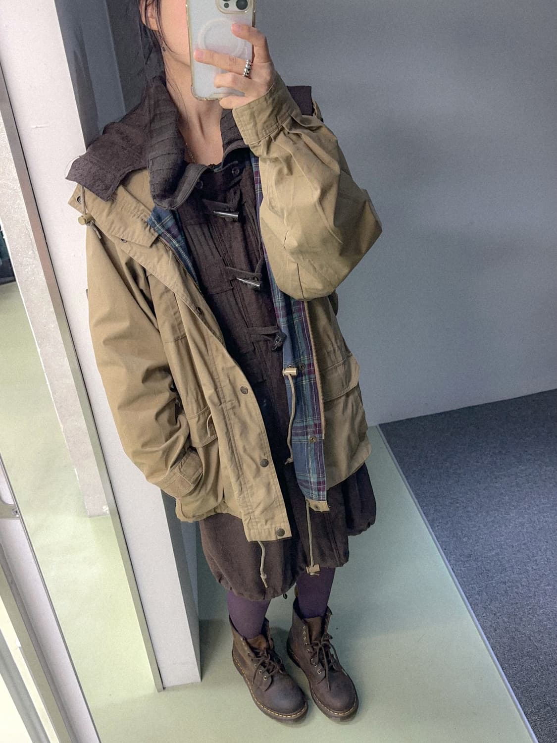 duffle hood knit/wool zip jacket(brown) 상품이미지3