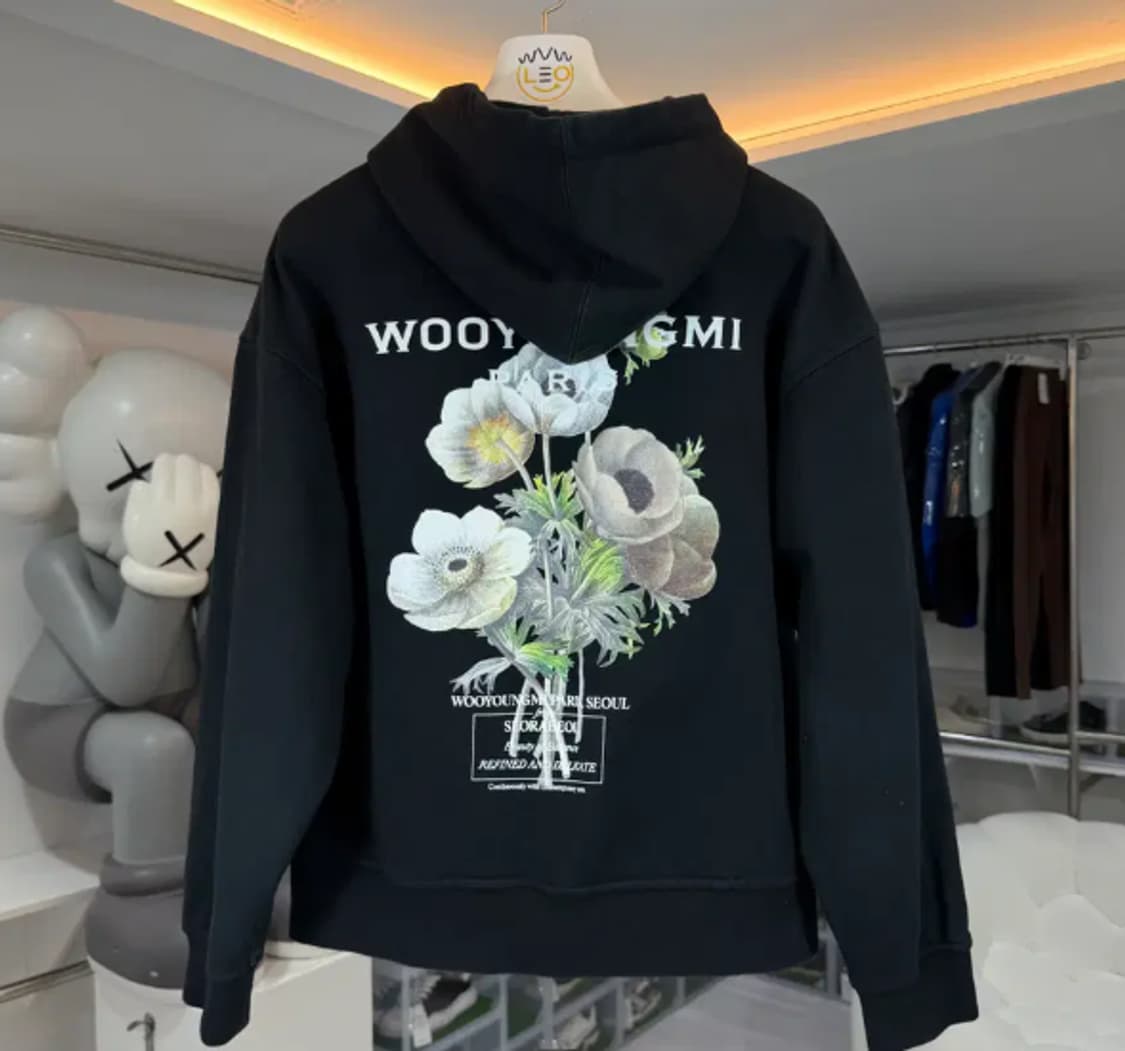[정품]우영미 플라워 백아트웍 후드티 블랙M 상품이미지2
