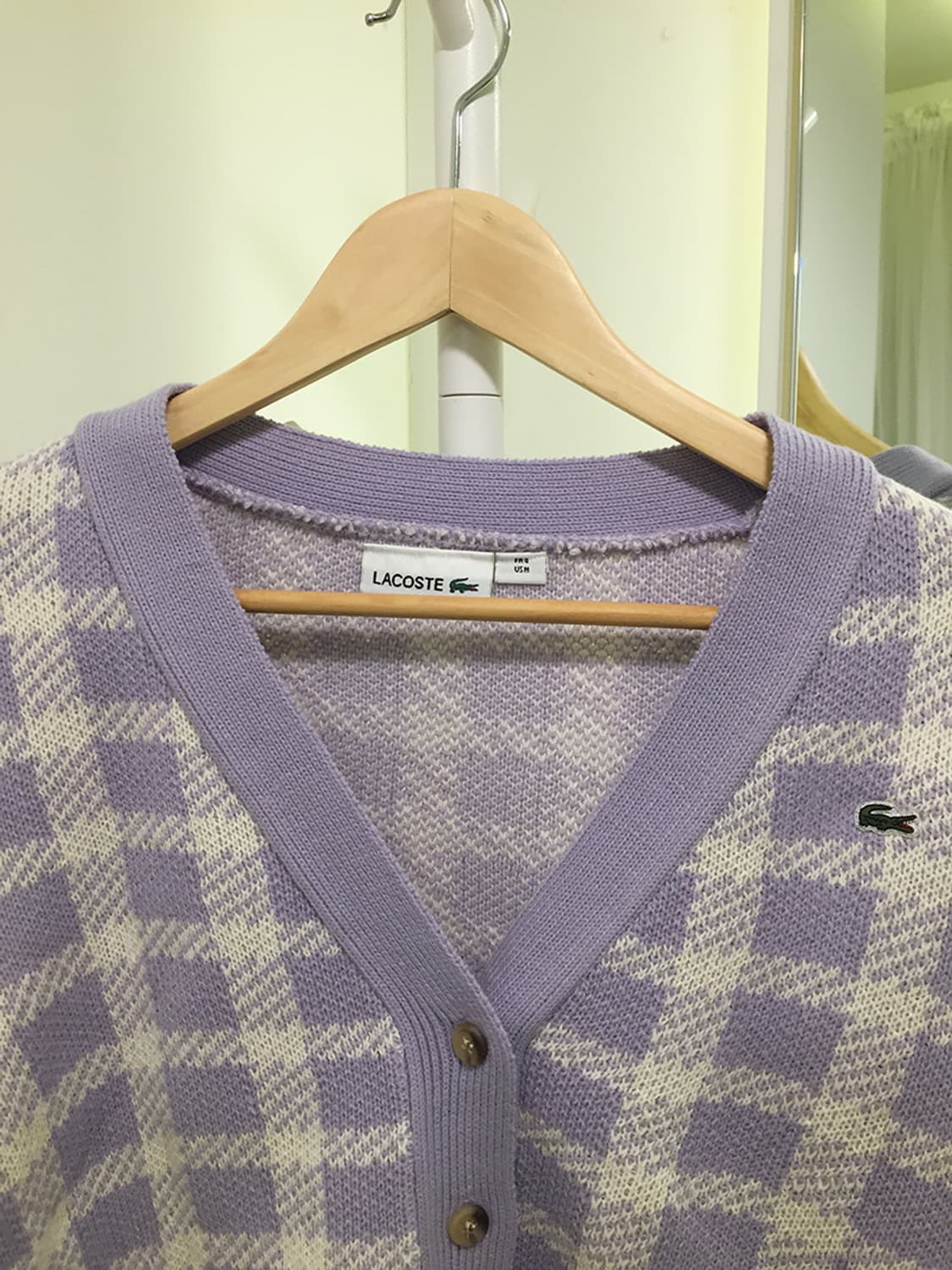 여성 라코스테 체크패턴 니트가디건 95 상품이미지5