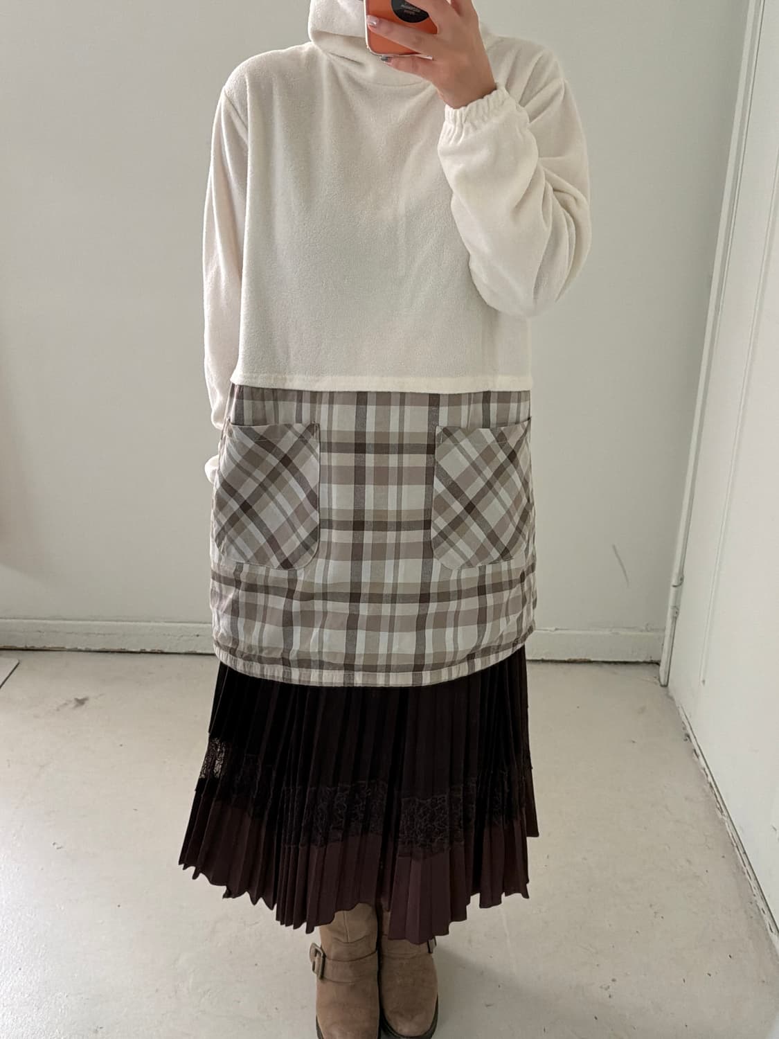 일본빈티지 모리 후리스 체크 원피스 상품이미지3