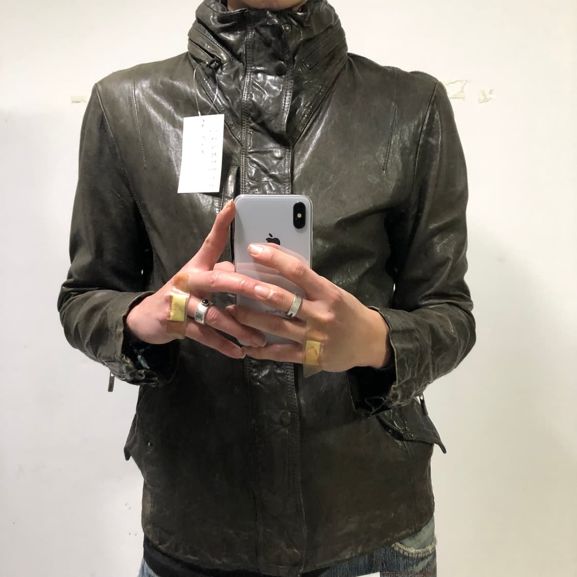 솔리드옴므 하이넥 램스킨 레더자켓  상품이미지4