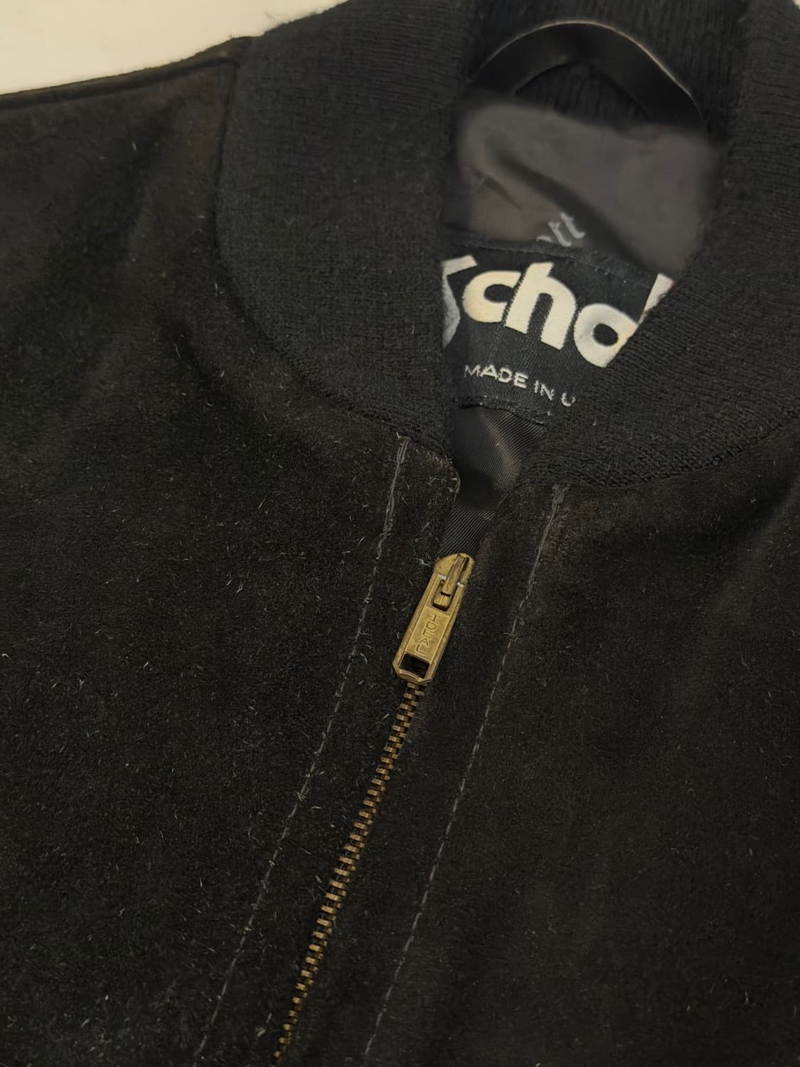 80s 쇼트 오리지널 USA 스웨이드 블루종 봄버자켓 상품이미지4