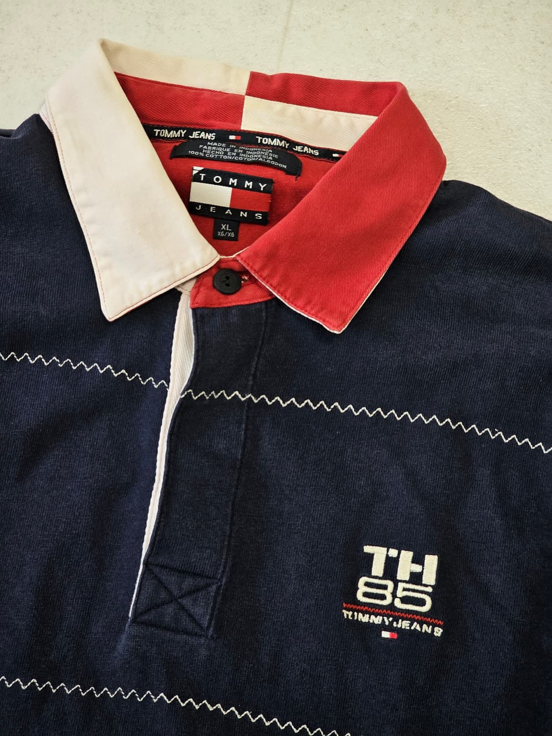 [XL] 90s 타미힐피거 빅 로고 패치 럭비 티셔츠 상품이미지3