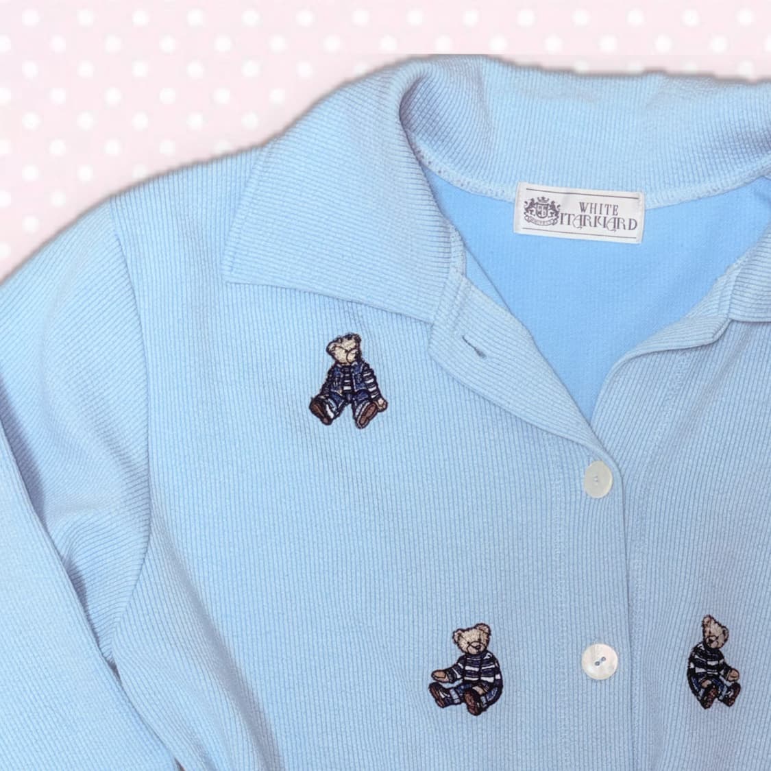 하늘소다맛 모리걸 곰돌이 자수 셔츠형 가디건 상품이미지3