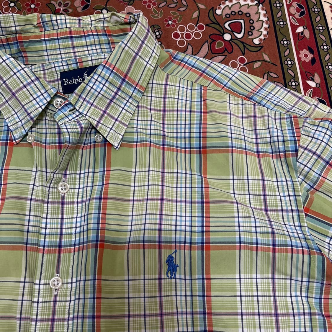 폴로 랄프로렌 남성 그린 체크 반팔 셔츠 XL/105 상품이미지3
