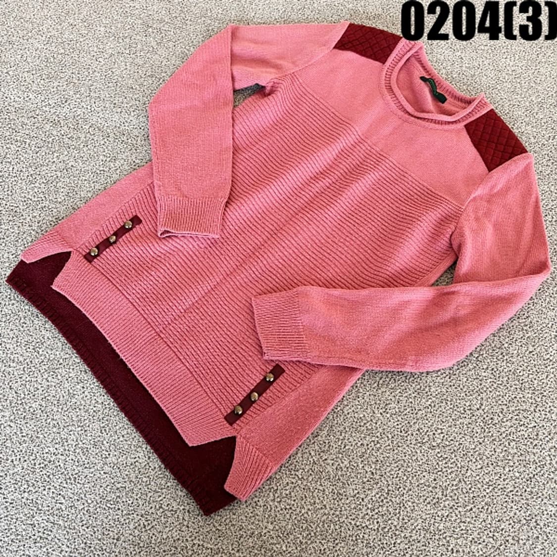 [90] 크로커다일 여성 배색 퀼팅 니트 스웨터 0204(3) 상품이미지1