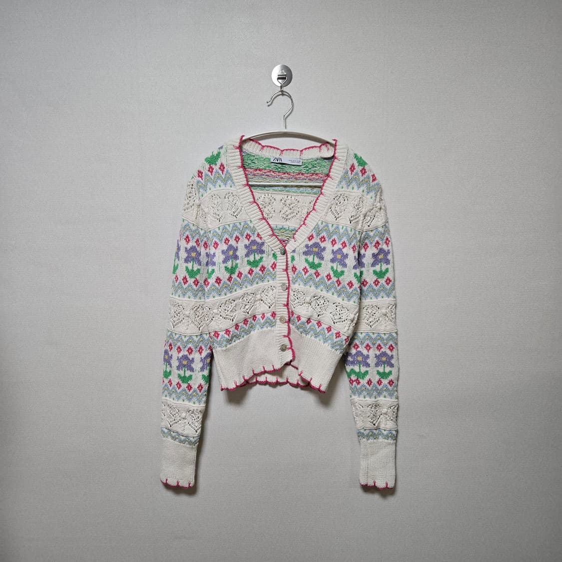 자라 코튼 플라워 가디건 (한혜진 착용) 상품이미지3