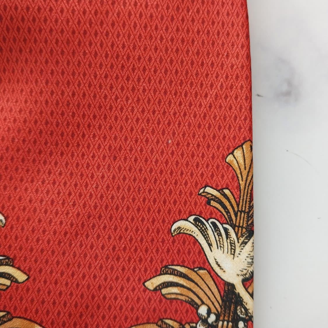 지안프랑코 페레 실크 레드 오너먼트 패턴 넥타이 9cm A등급 K1850 상품이미지9