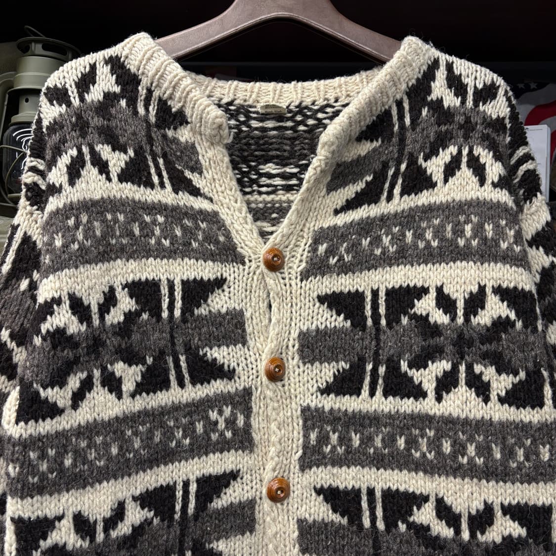 빈티지 USA 핸드메이드 노르딕패턴 코위찬 울가디건 N522 상품이미지3