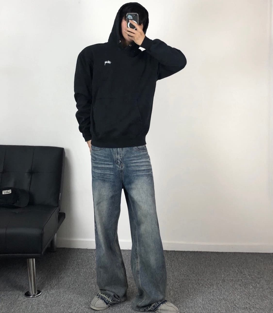 스투시 정품 자수로고 후드 블랙 상품이미지1