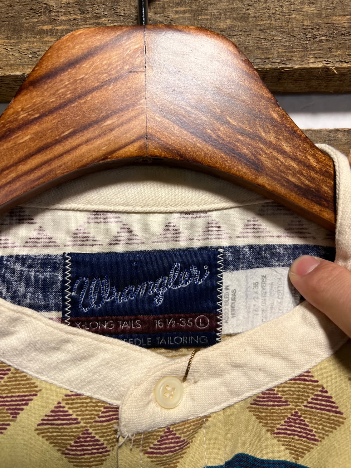 [L]90's 랭글러 USA 나바호 패턴 헨리넥 코튼 셔츠 상품이미지2