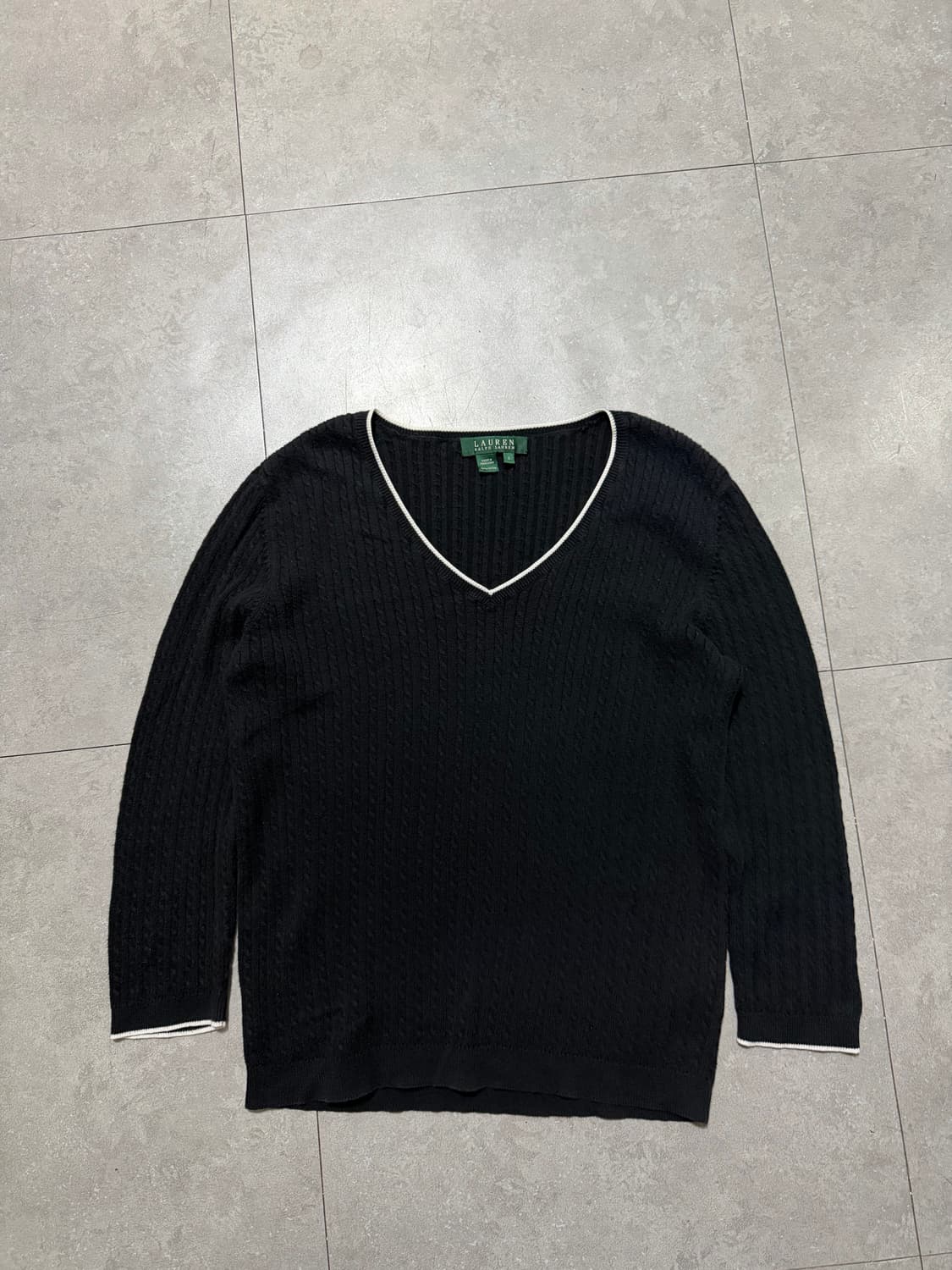랄프로렌 폴로 그린라벨 케이블 빈티지 코튼 니트 44 size   상품이미지1