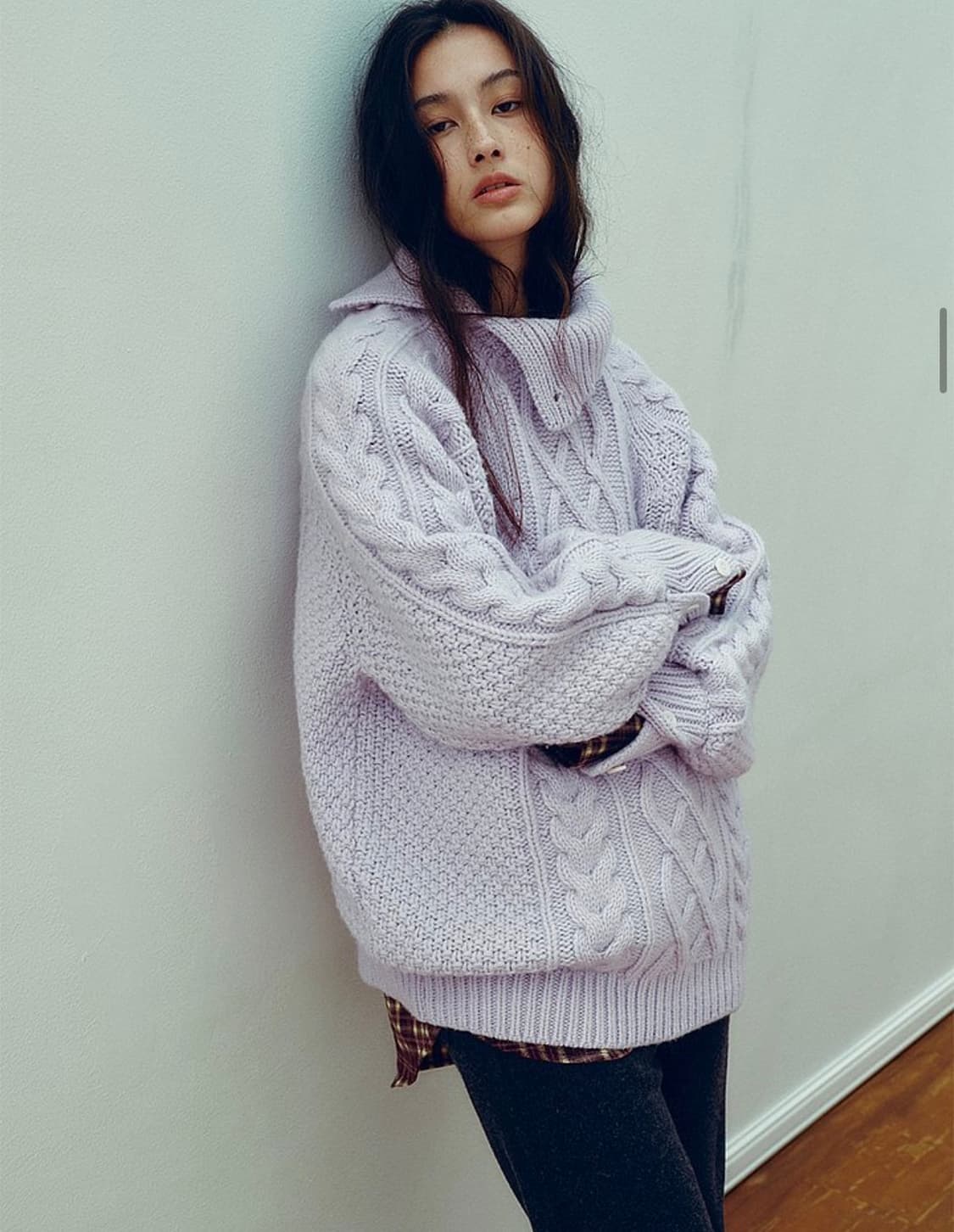 씨타 니트 터틀넥 스웨터 라벤더 상품이미지4