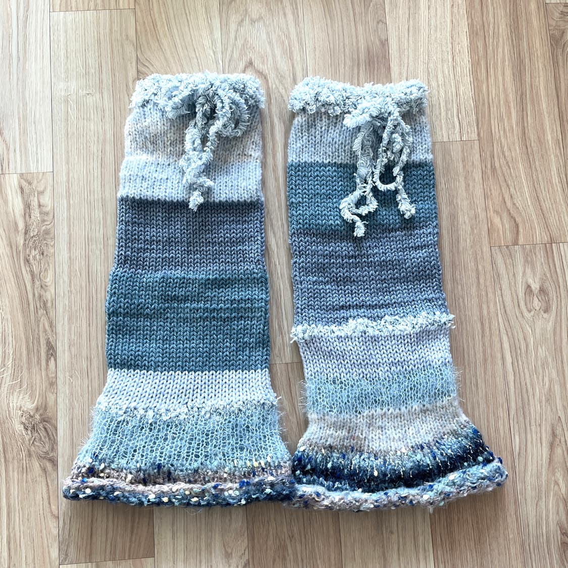 일본 작가님 핸드메이드 블루톤 니트 레그워머 y2k 헤이세이 레트로 상품이미지1