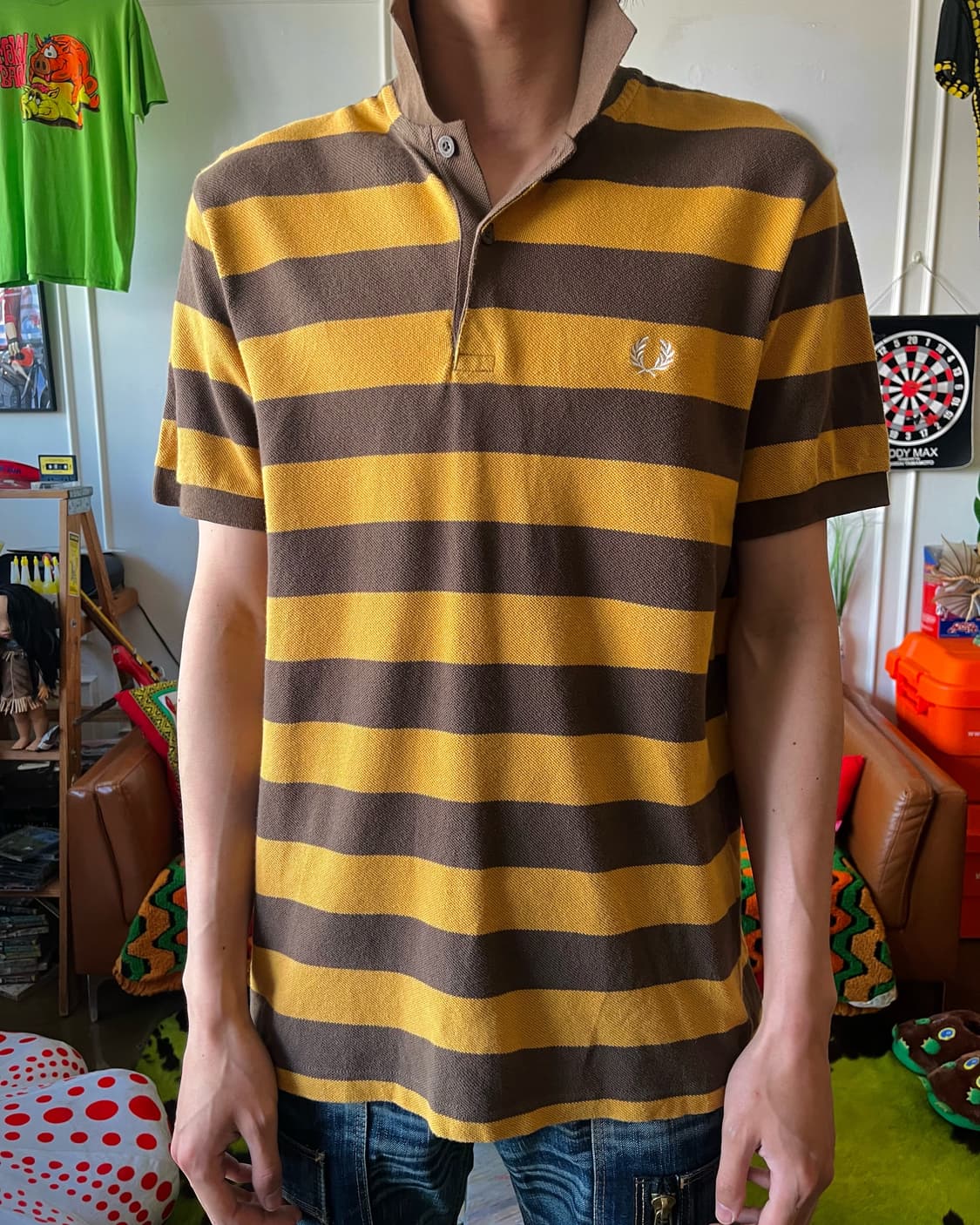 1990s FRED PERRY Old Stripe 1/2 PK-Shirt 상품이미지2