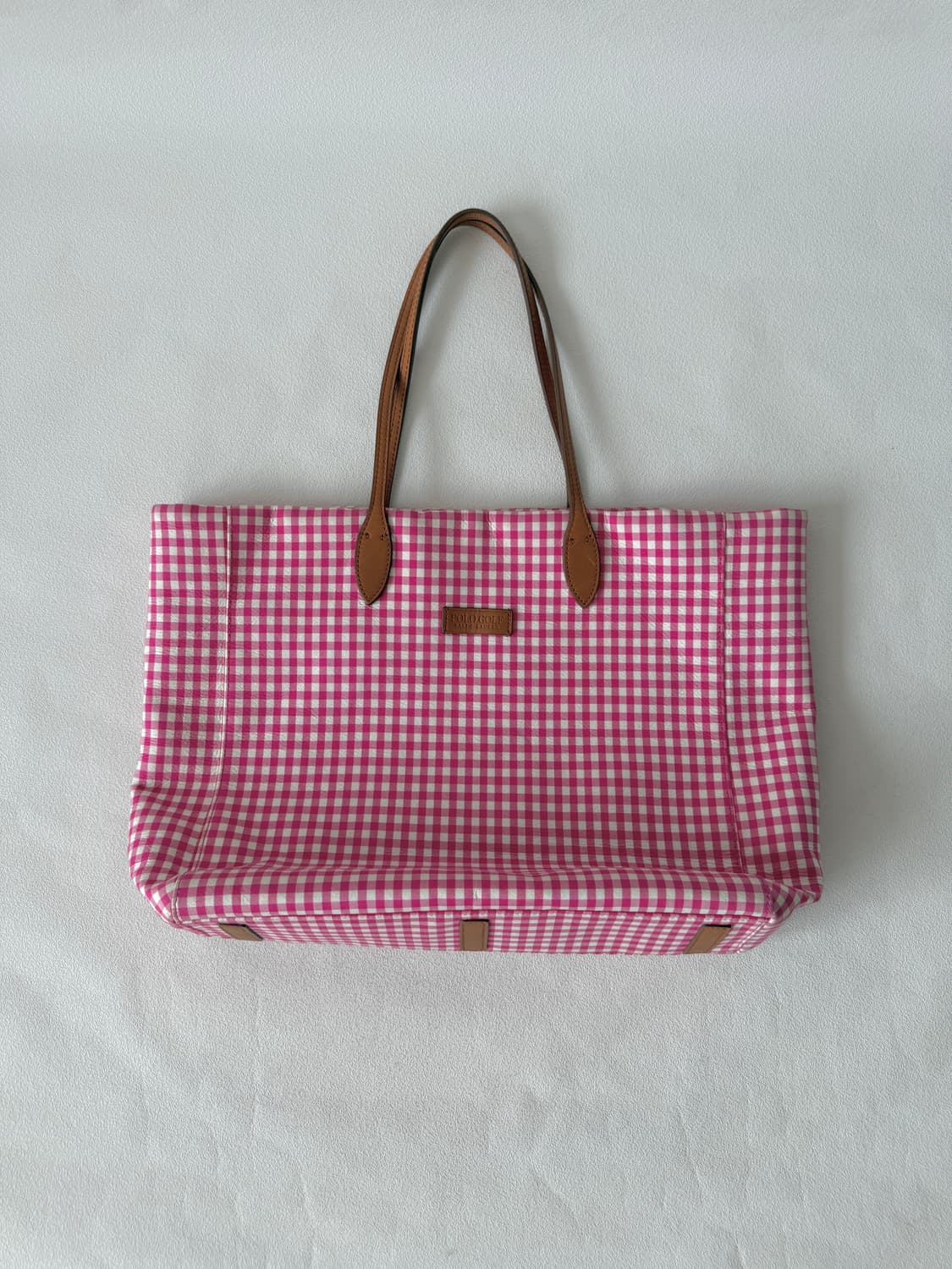 폴로 골프(POLO GOLF) 깅엄체크 토트백(큰 사이즈) 상품이미지1