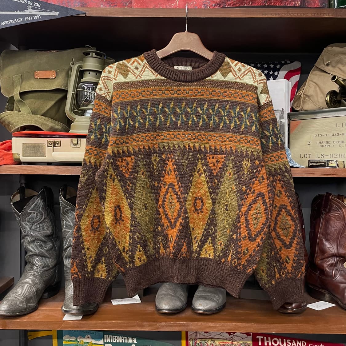 90s JPN 빈티지 SANYO 노르딕 패턴 울 니트 스웨터 상품이미지1