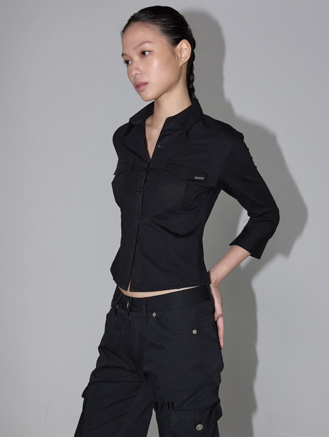 이네기 Sleek Pocket Shirt (BLACK) 상품이미지1