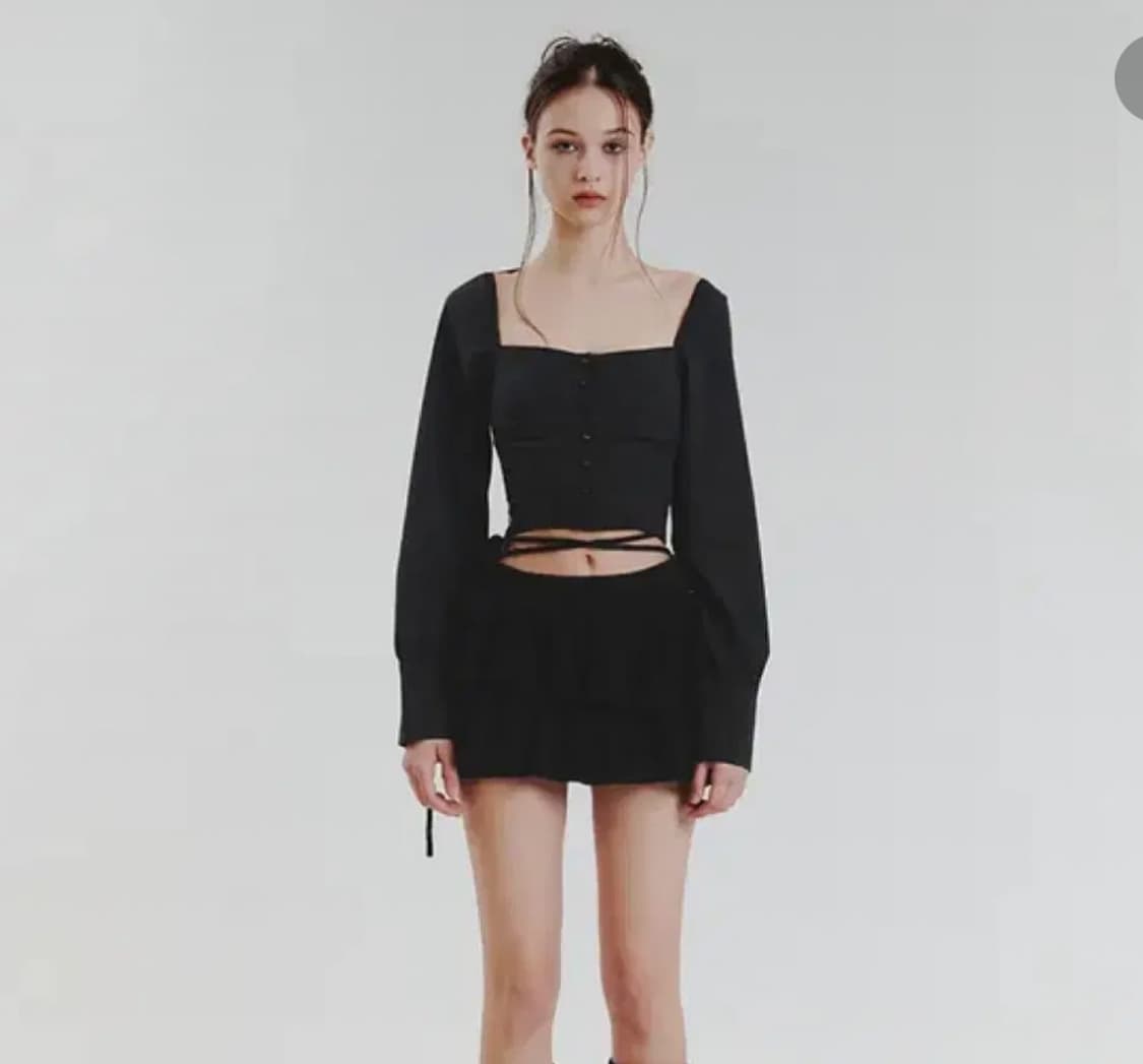 페인오어플레저 안젤라 니트 스커트 블랙 상품이미지1