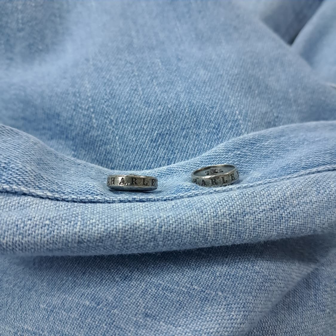 CK451 2XL 할리데이비슨 00s 홍콩판 중청 반팔 데님 셔츠 남방 상품이미지7