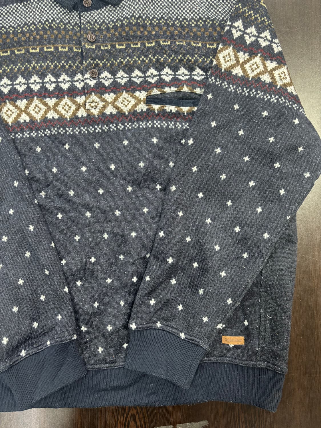 골든베어 패턴 니트 가디건 블랙 상품이미지5