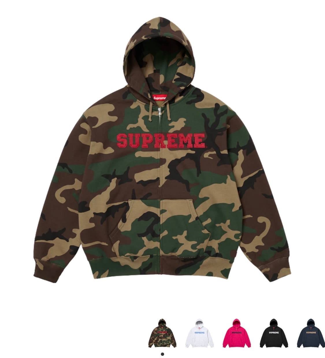 슈프림 컬리지에이트 아플리케 집업 후드 스웨트셔츠 우드랜드 카모 - 25 상품이미지1