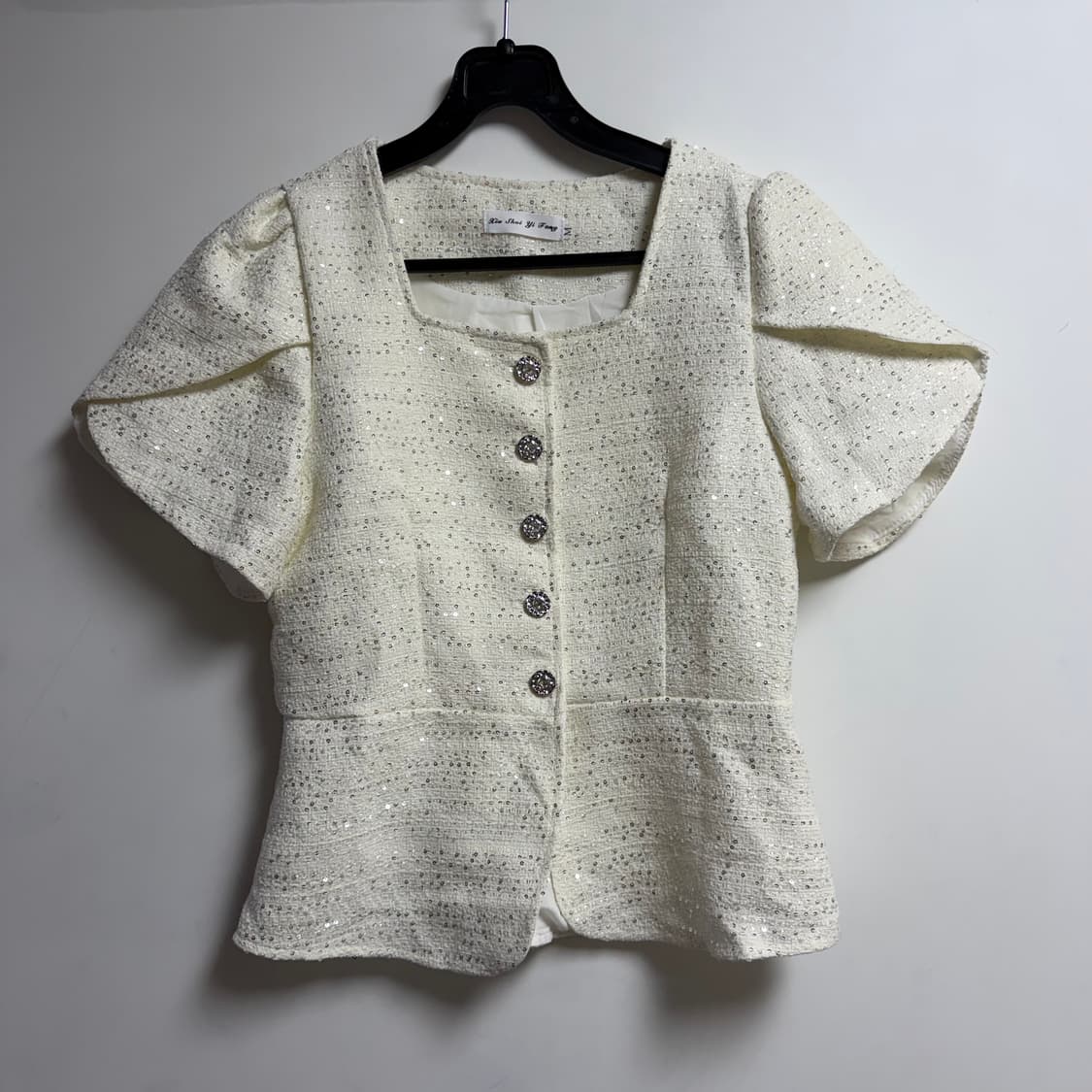 새상품 여자 아이보리 트위드 반팔자켓 (벨트포함) 상품이미지2