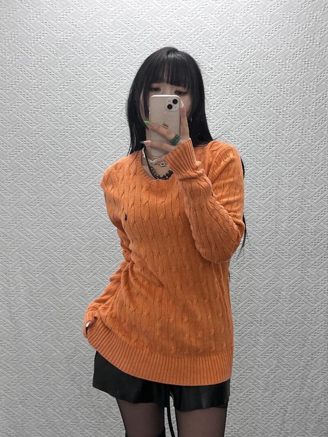 폴로 랄프로렌 Y2K 키치 오렌지 꽈배기 니트 M C09334 상품이미지2