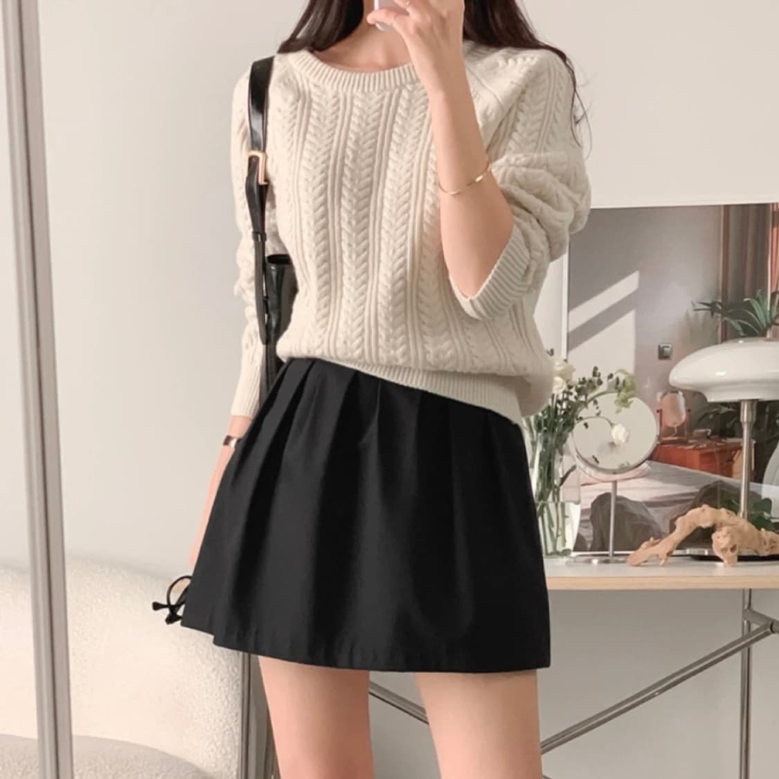 사색 thoughts 자체제작 A라인 스커트 블랙 M 상품이미지2