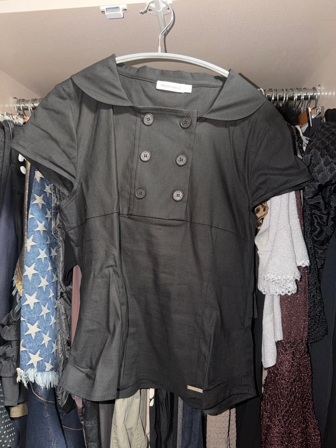 [레이 PICK]Double button shirts top BLACK 상품이미지6